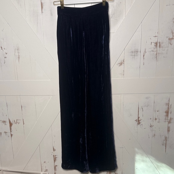Zara Fluid Velvet Trousers Deep Blue Women's - Picture 14 of 15